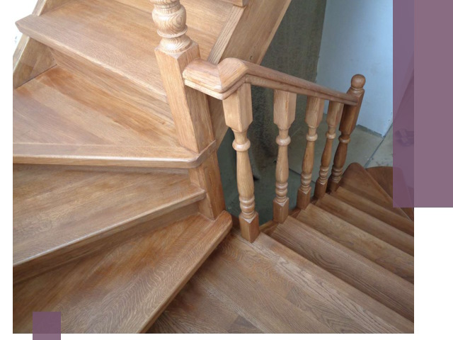 Дубовые лестницы под ключ в Каменке: изготовление и монтаж
