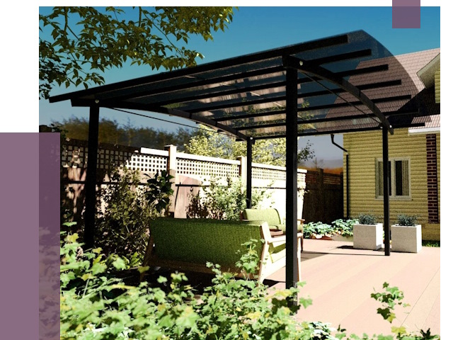 Навесы для террасы в Каменке от 12897 руб. под ключ | ПРОЛЁТ-Кам