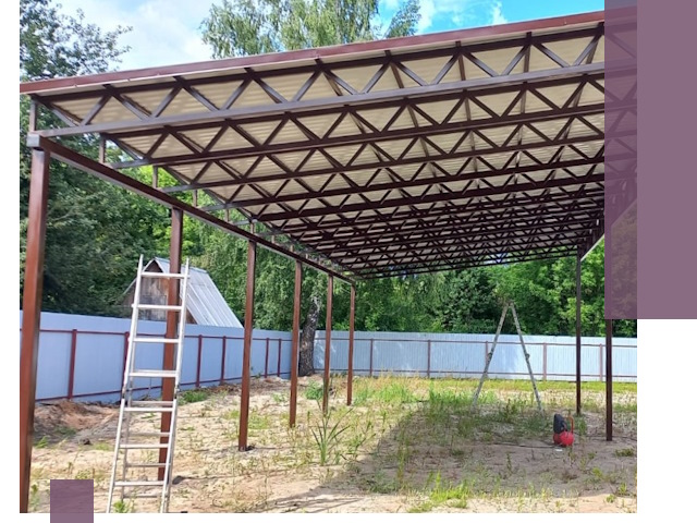 Односкатные навесы под ключ в Каменке — изготовление и монтаж