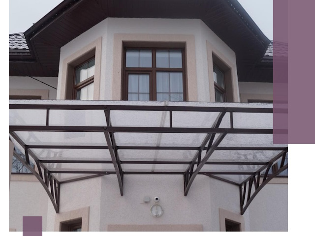 Козырьки из поликарбоната под ключ в Каменке