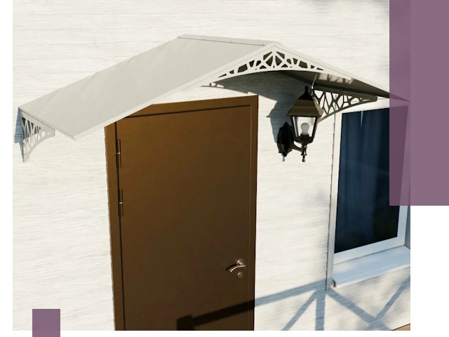 Металлические козырьки на входы и террасы в Каменке